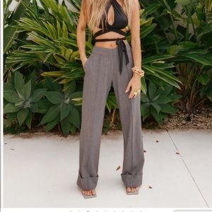 Tiger Mist Grey wide leg dad pant (new)